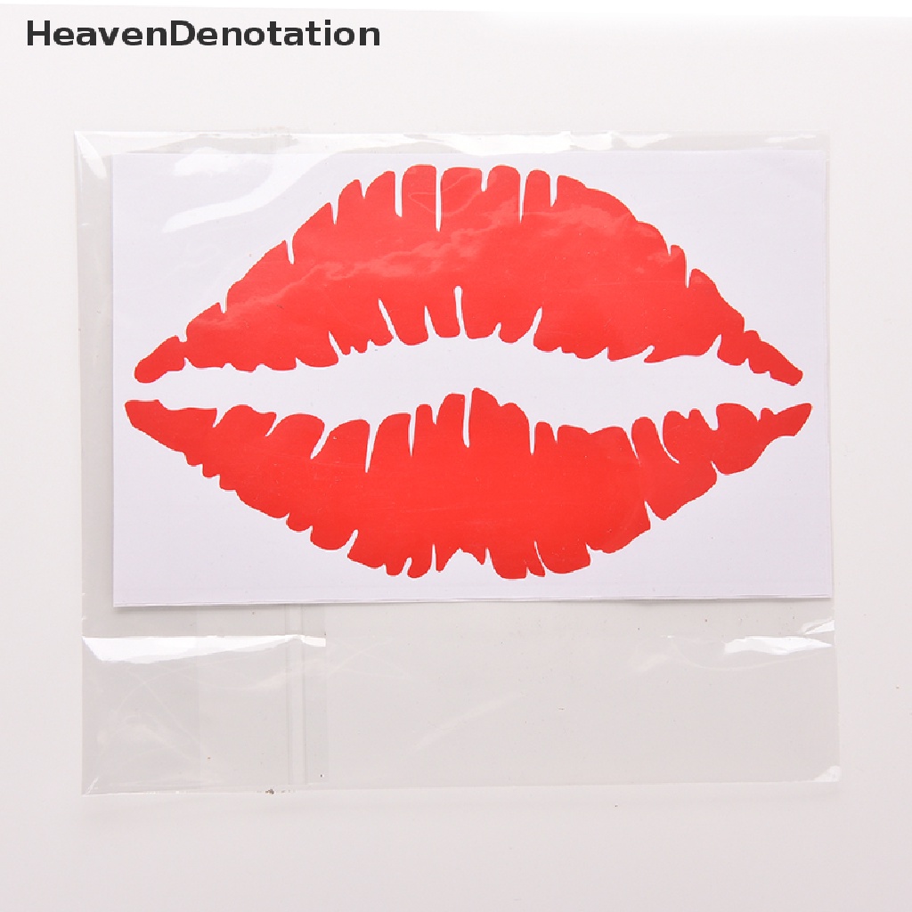 (Heavendenotation) 1pc Stiker Mobil Motif Bibir Sexy Bahan Pvc Warna Merah Untuk Dekorasi Bumper