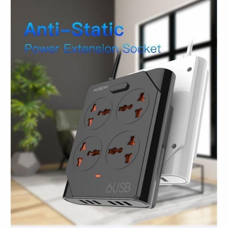 Moxom Charger Colokan Cabang Multifungsi 4Colokan Listrik 6USB Power