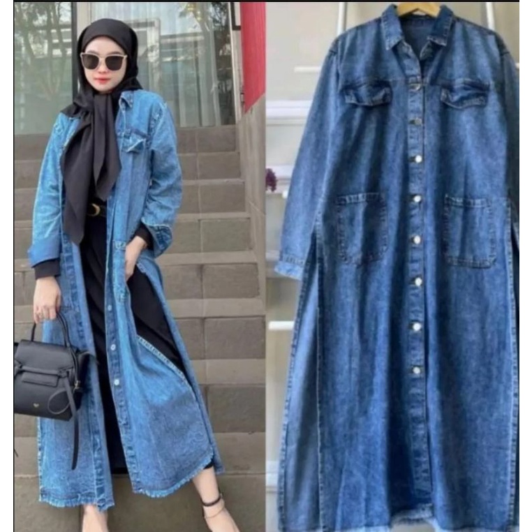 MIDI JEANS LONG TUNIK WANITA