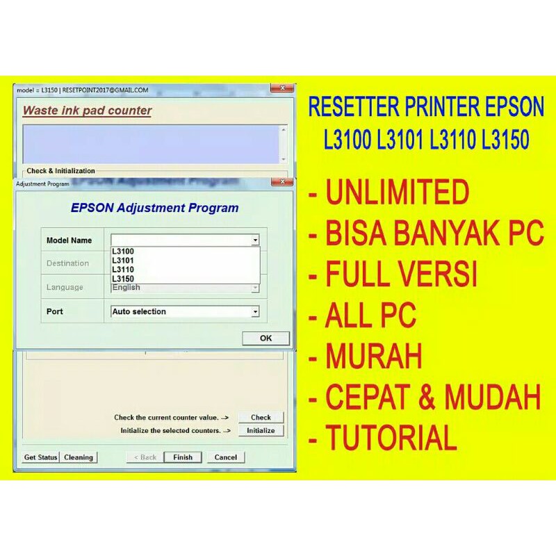 Resetter printer epson L3100 L3101 L3110 L3150