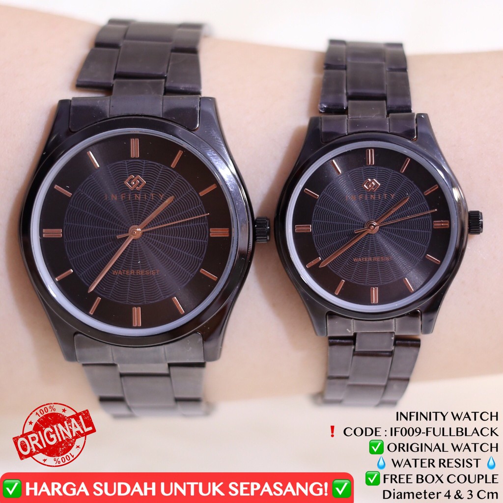 Jam tangan couple INFINITY pria / wanita  ORIGINAL rantai stainless steel FREE BOX dan BATERAI IF009