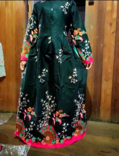 Batik Couple Keluarga Sania Ruffle Ori Ndoro Jowi Dnt Motif Sakura Merah Termurah Shopee