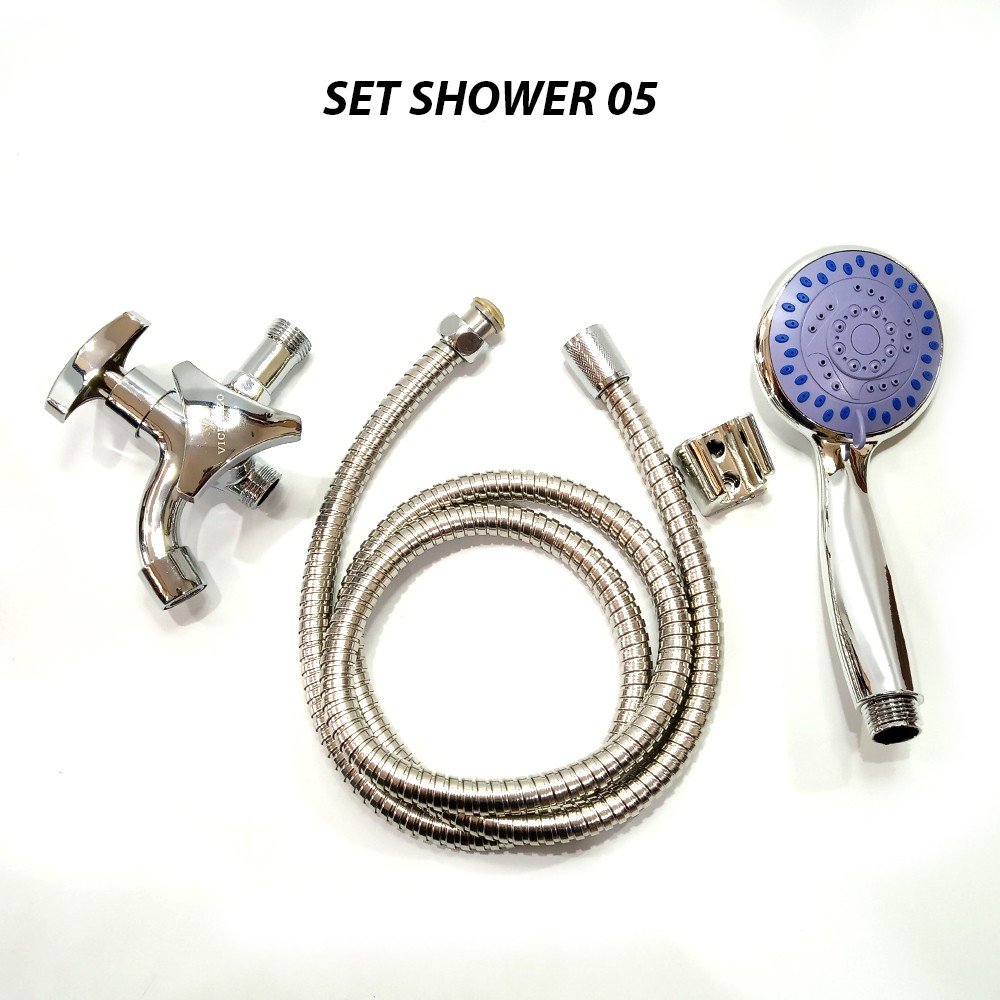 Paket SET Shower Kamar Mandi Kran 1/2 Inch Pancuran Shower 4 Mode Pancuran air