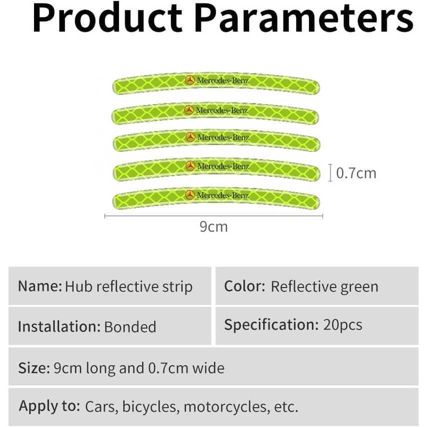 Mercedes-Benz 20 Lembar Stiker strip Reflektif Untuk Dekorasi Ban Mobil W246 W176 W204 W211 W210 W202 W203 C180 CLA