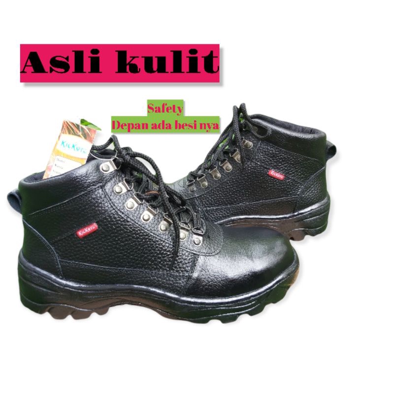 sepatu kulit safety boot sepatu kerja sepatu kulit cowok pria sepatu boot kulit pabrik safety