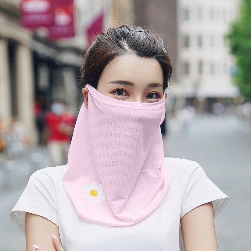 Sunscreen Daisy Veil Neck Protector Summer Spring and Autumn Outdoor Ladies Driving Thin Face Mask Cover Face Shade Neck