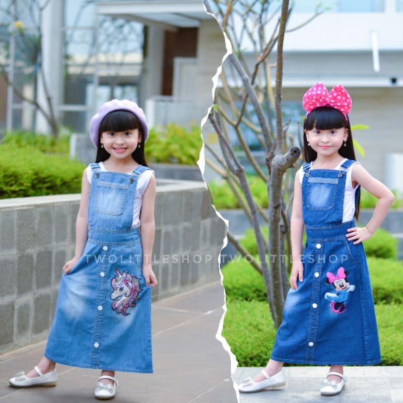 COD Jeans Overall Rok Panjang Anak Perempuan