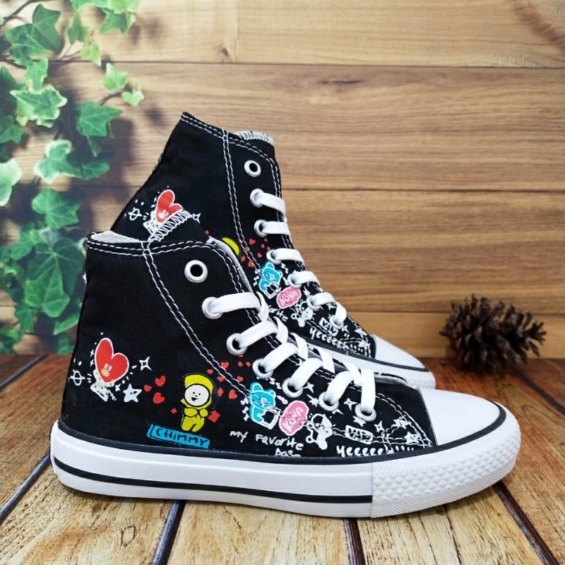 sepatu anak converse anak bts bt21 warna hitam sepatu sekolah anak sepatu anak laki laki dan sepatu anak perempuan berkualitas premium