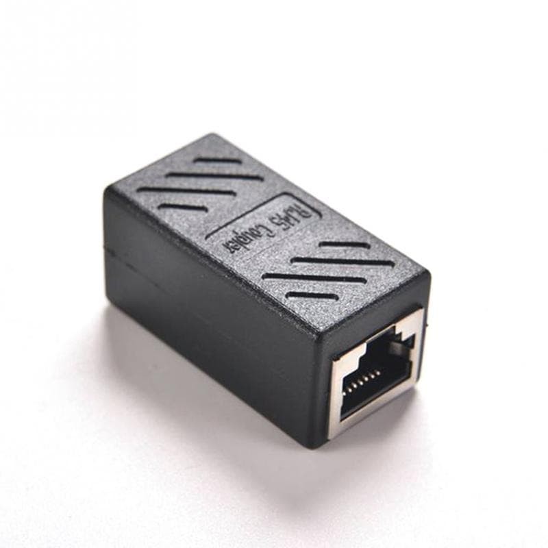 RJ45 Female to Female Cat6 Network LAN Extension Adapter Connector - Black