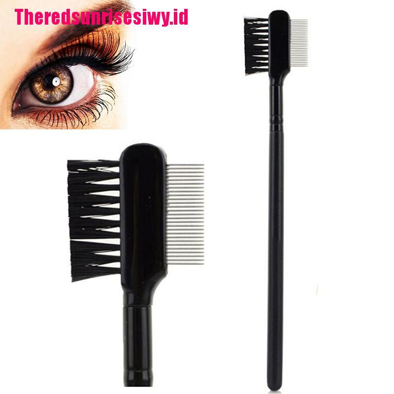 【Theredsunrisesiwy.id】1pc Steel Eyebrow Eyelash Dual-Comb Extension Brush Metal Comb Makeup Tool