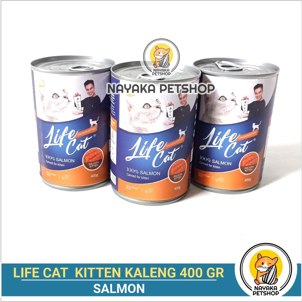 Life Cat Kaleng Kitten Salmon 400 gr Makanan Anak Kucing Basah Pakan Cat Wet Food Lifecat