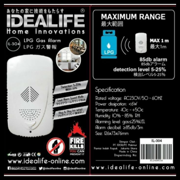 Idealife Il 304 - Lpg Gas Leakage Alarm - Detektor Kebocoran Gas Il304