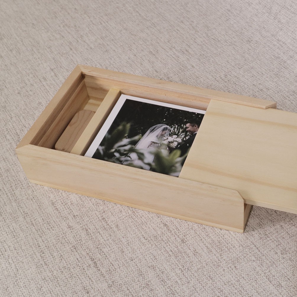 Slide Box Wood | Kotak Foto &amp; Flash Disk | 20 x 11 x 3 cm