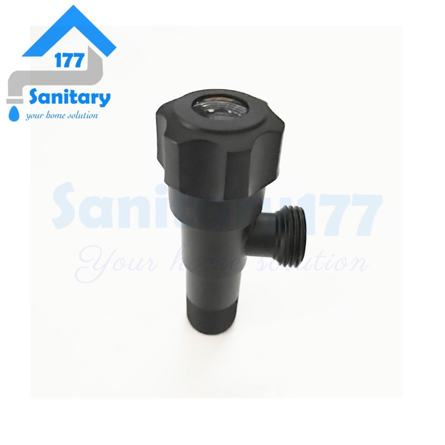 Stop Kran Shower Single Mini Bulat Hitam 23H - Stop Keran air Shower Toilet Valve Closet BLack