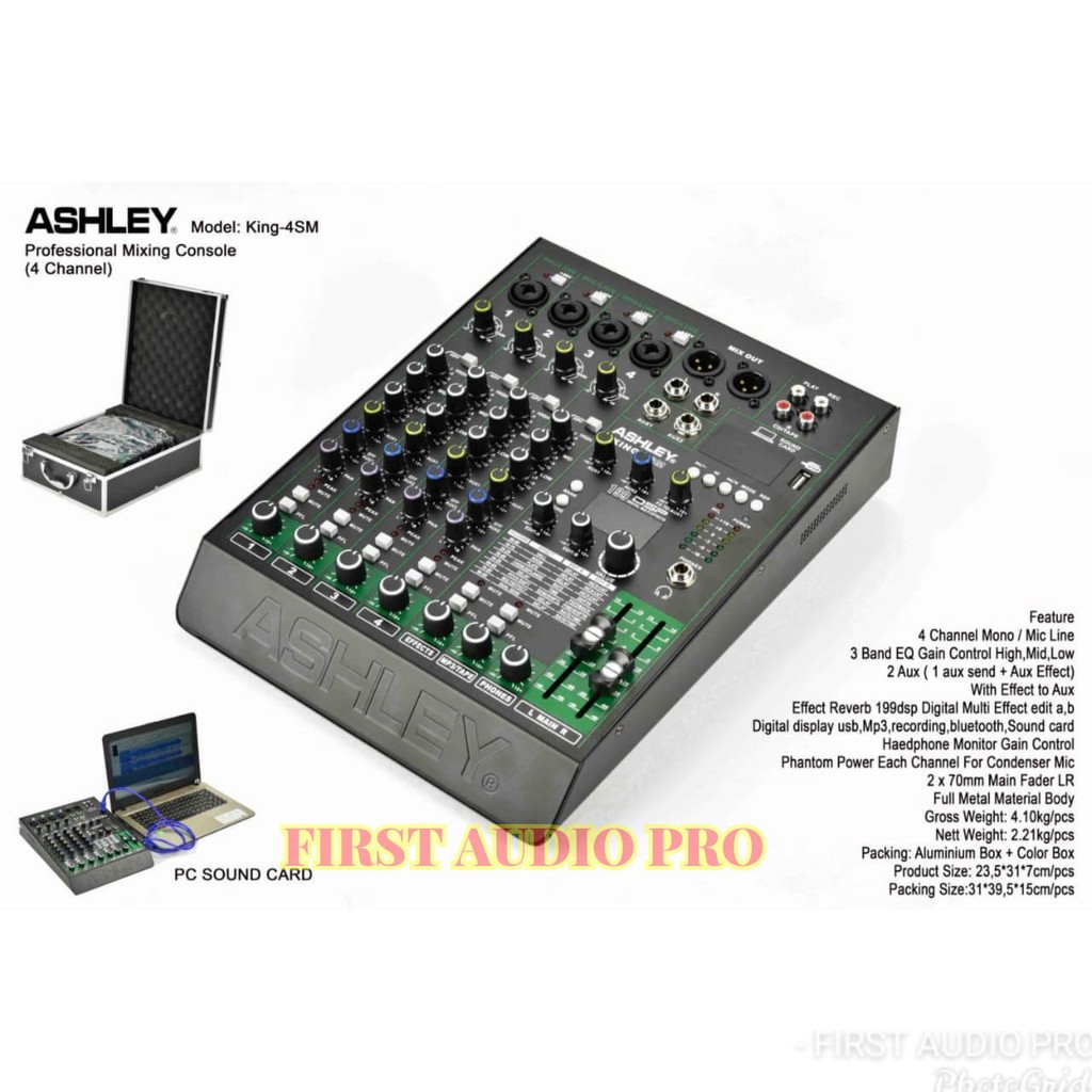 MIXER ASHLEY KING4SM / KING 4SM / KING 4 SM 4 CHANNEL FREE HARDCASE