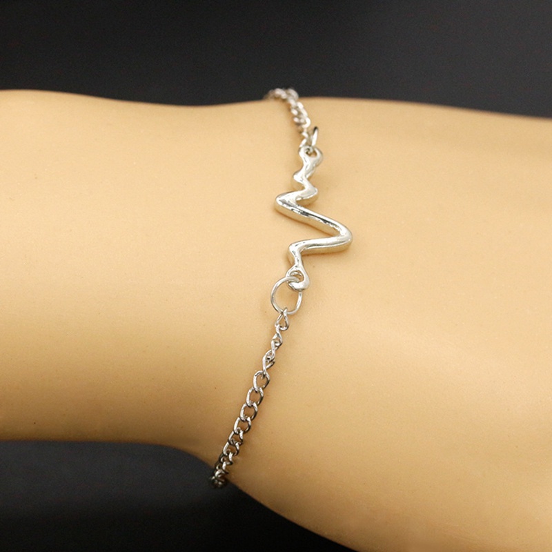 Gelang Rantai Adjustable Model Elektrokardiogram Untuk Pria Dan Wanita