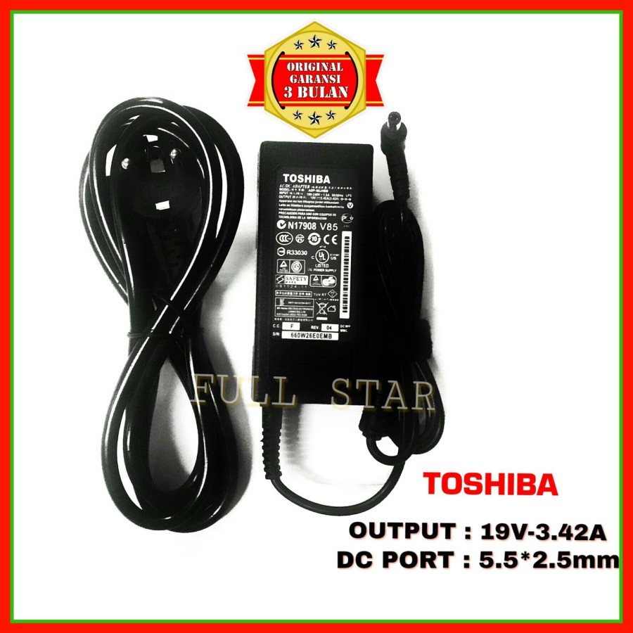 Adaptor Charger Carger Original Laptop Toshiba 19V-3.42A 5.5mm*2.5mm Satellite L745 L645 L635 L630