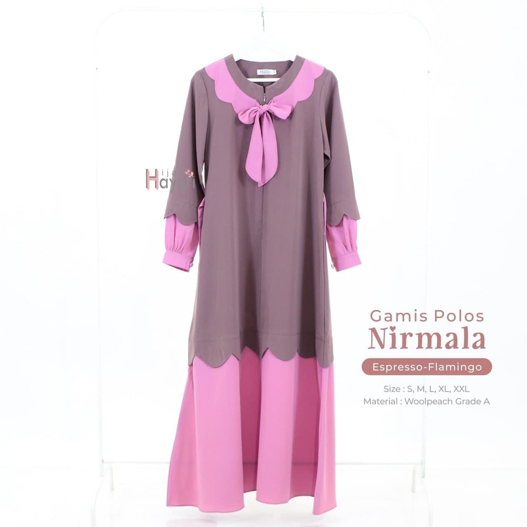 Gamis polos kombinasi 2 warna cantik busui & wudhu friendly 