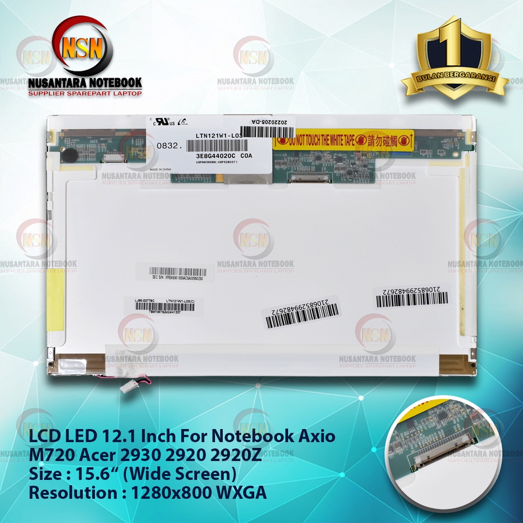 LCD LED 12.1 Inch Notebook Axio M720 Acer 2930 2920 2920Z