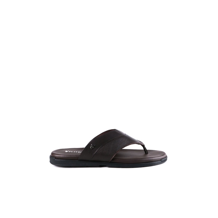 SANDAL JEPIT KULIT PLAYBOY PRIA ORIGINAL CASUAL BRANDED COKLAT PL09