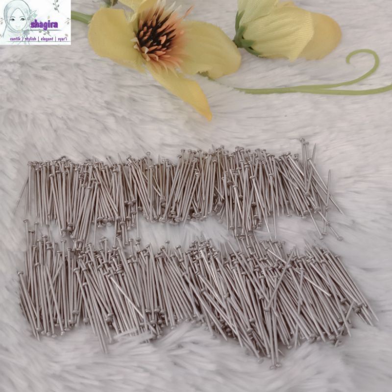 jarum pentul paku stainless anti karat premium isi 100pcs seruni tajam besi warna perak by shagira k