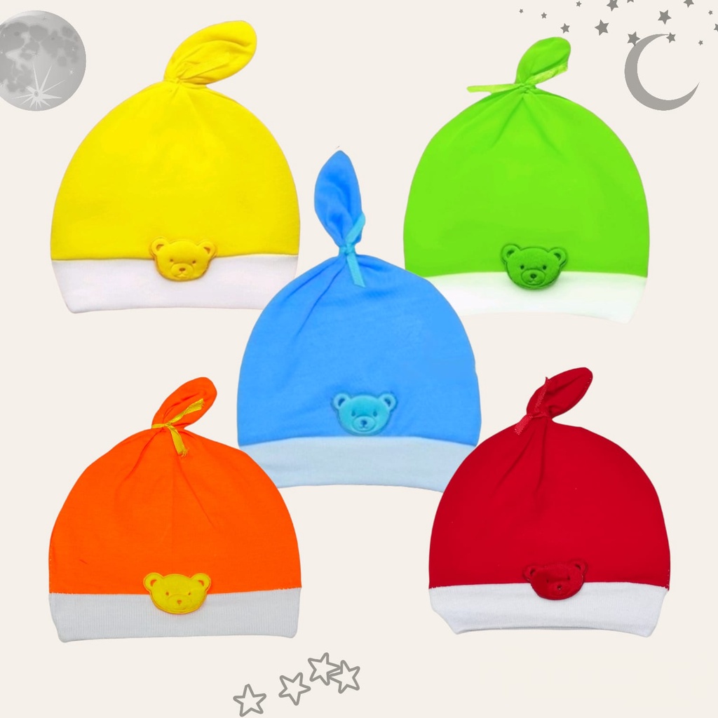 Topi Kuncir Bayi (0-6 Bulan) NEWBORN Topi Kupluk Bayi Baby Hat Topi Kelinci Bayi Baru lahir Laki Laki Topi Bayi Pelindung Kepala