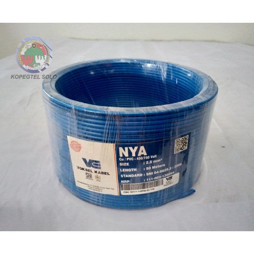 Voksel Kabel Listrik NYA 2.5; 1x2.5 ; 1x2,5 mm 50M