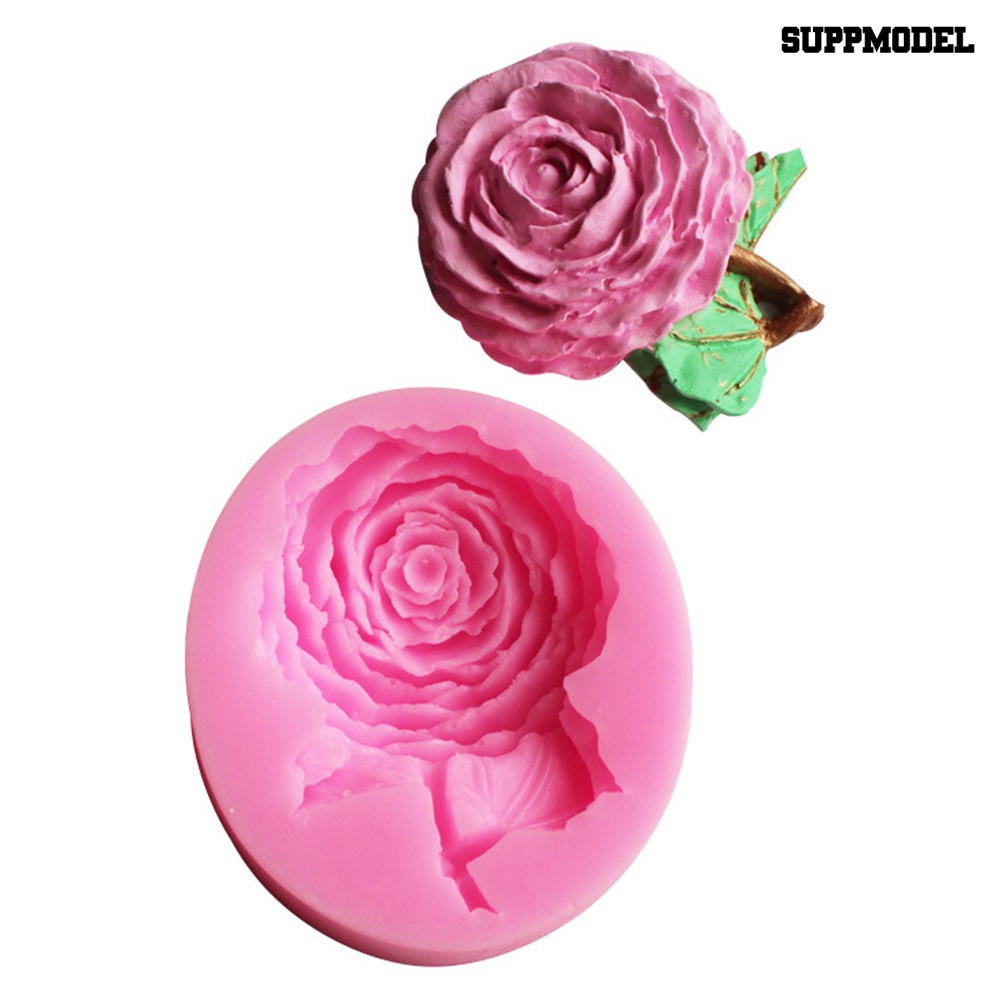 Cetakan Adonan Kue Fondant Desain Bunga Rose 3D Bahan Silikon Untuk Dekorasi