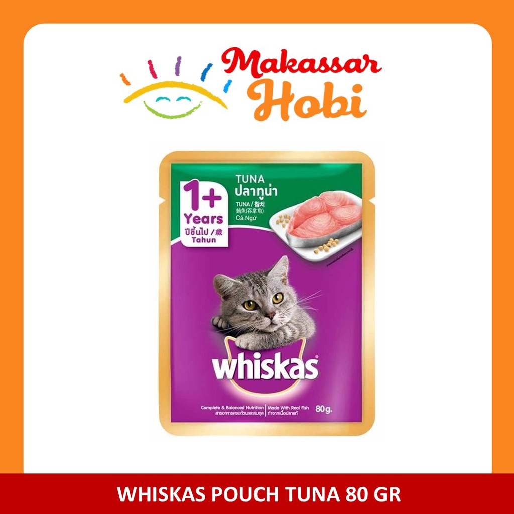 Makanan Kucing WHISKAS ADULT 85gr 85 gr gram Sachet Pouch Saset Basah Rasa Tuna Ocean Fish Mackerel Salmon Senior Murah Wet Catfood Cat Food