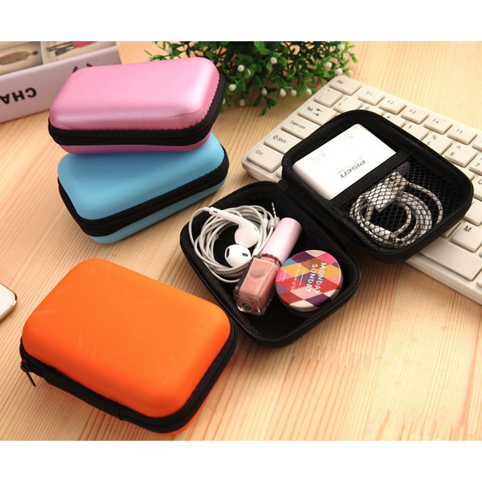 ☀ Sunly ☀ A080 Dompet Headset Travel Case Tempat Headset Earphone Case Mini Charge Kotak Headset