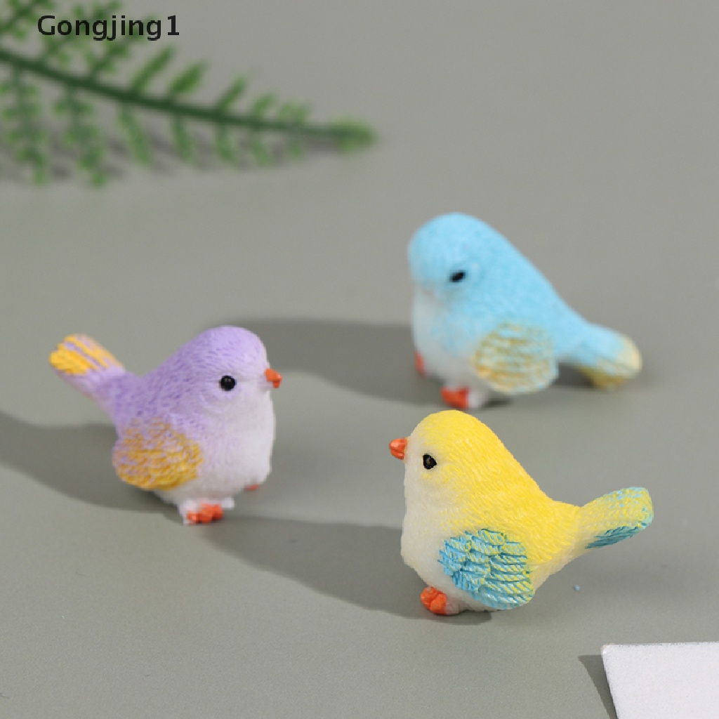 Gongjing1 8Pcs / Set Miniatur Burung Gereja Warna-Warni Untuk Dekorasi Taman / Rumah