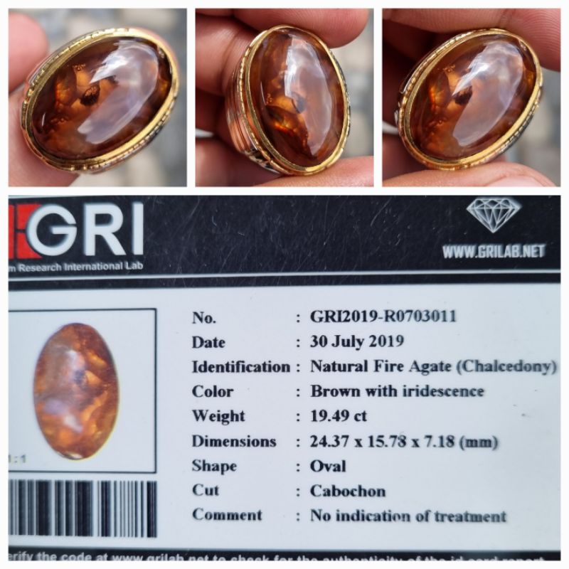 Natural Fire Agate Mexico Jarong Memo 19.49 crt