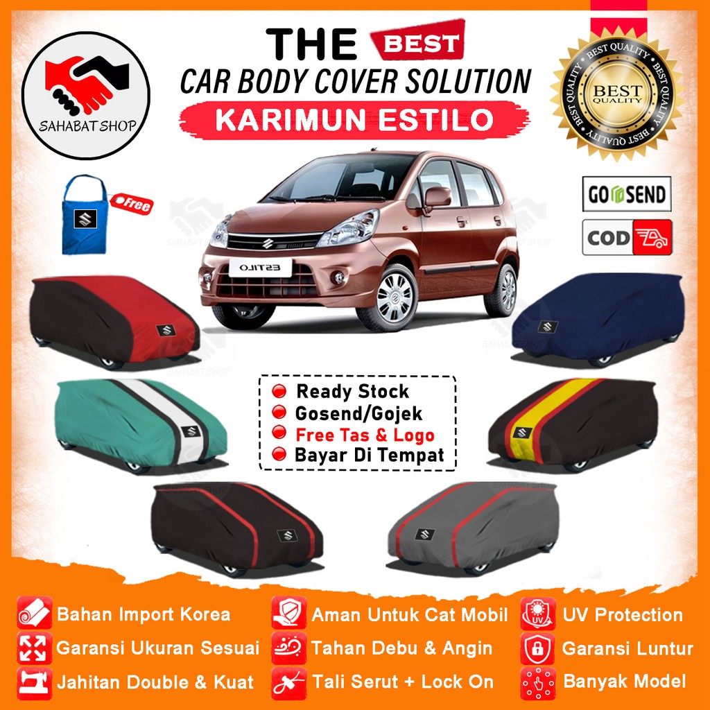 Sahabat Body Cover Mobil Karimun / Sarung Penutup Suzuki Karimun Estilo Outdoor / Selimut Mantel Tutup Mantol Pelindung Jas Kerudung Kelambu Terpal Tutupan Kerodong Bungkus Pembungkus Mobil Karimun Estilo Waterproof Anti Air Model Orange