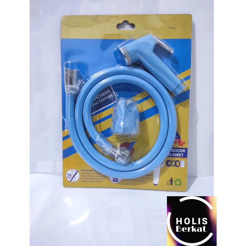 Jet Shower Set Kepala Washer Toilet Bidet Cebok PVC Biru