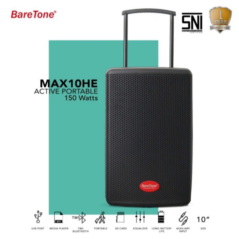 SPEAKER PORTABLE AKTIF WIRELESS MEETING BARETONE 10 INCH MAX 10HE BLUETTOOTH ORIGINAL