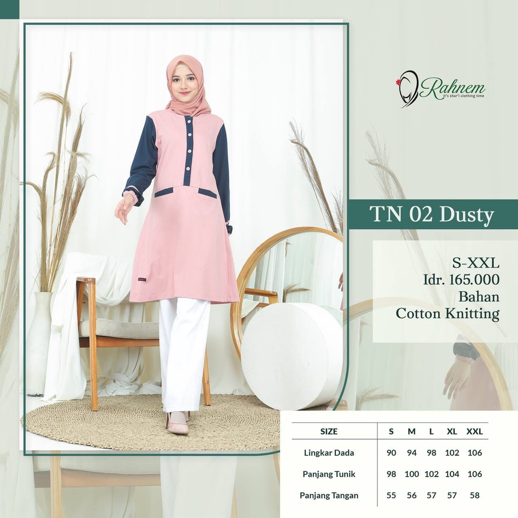 TUNIK WANITA / TUNIK RAHNEM TN 02 / TUNIK DEWASA KATUN HALUS / TUNIK DEWASA MURAH / TUNIK DEWASA TER