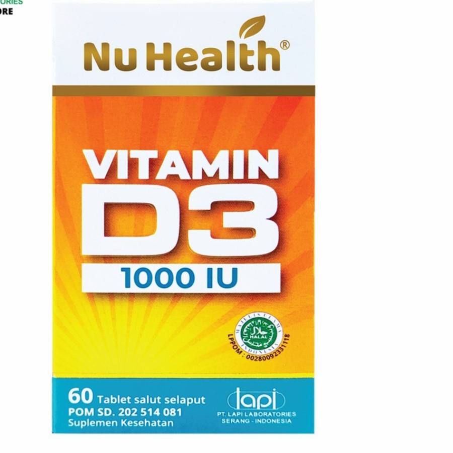 COD Nu Health Vitamin D3 1000 IU - Botol isi 60 Tablet-Suplemen Vitamin D