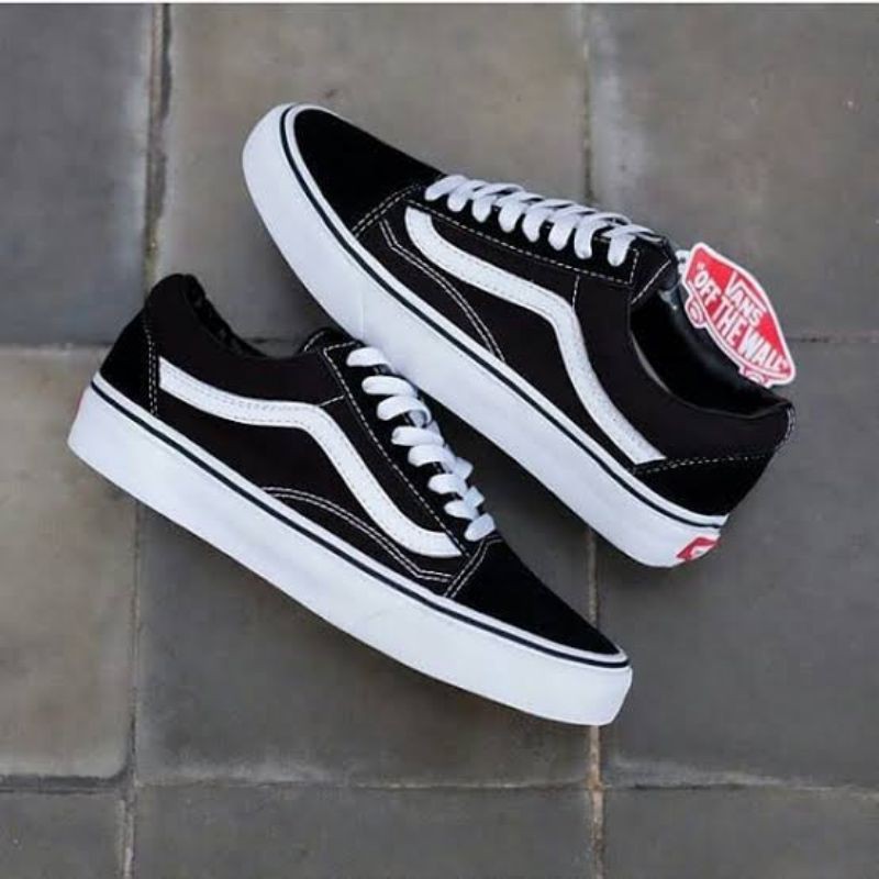 Sepatu Vans Old Skool Classic Black White Vans Oldskool Hitam Putih Bahan Kanvas