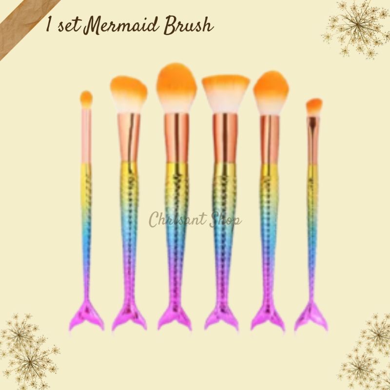 Mermaid Brush Tail Brush makeup brush kuas makeup rainbow makeup brush