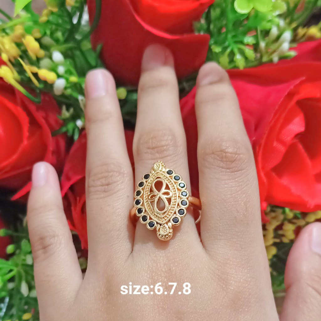 Cincin Dewasa Permata Zircon Gold Perhiasan Wanita Limited edition (COD)