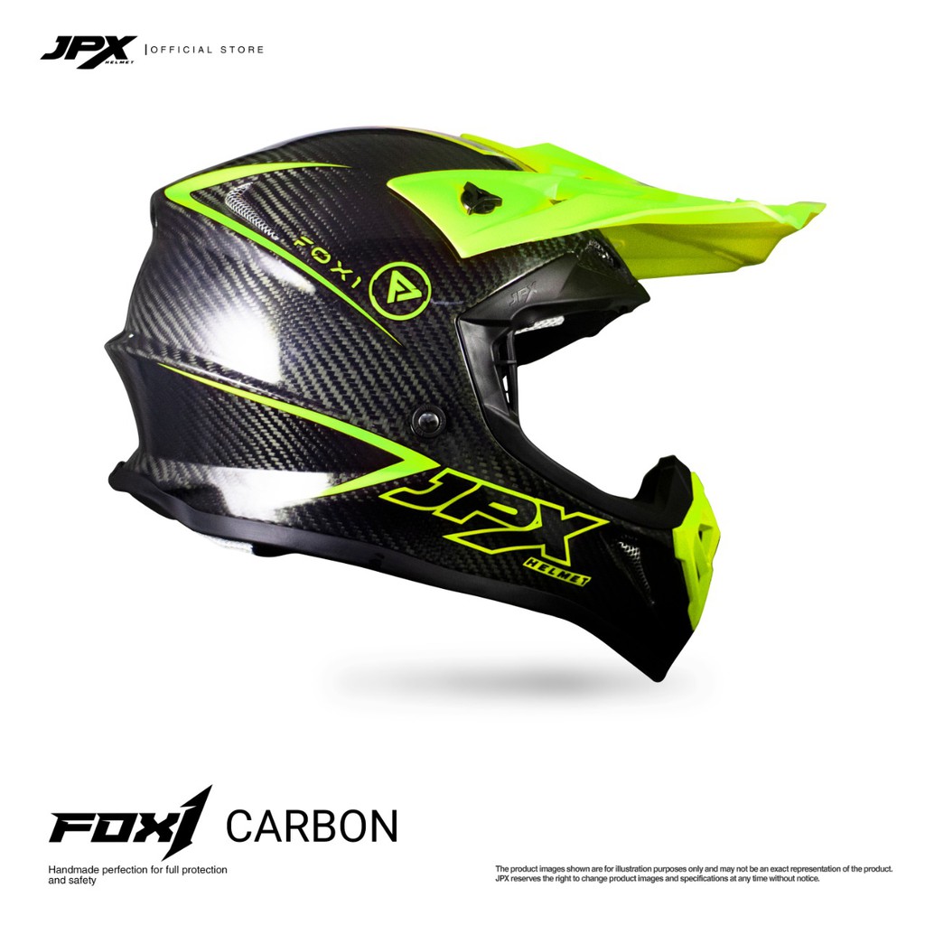 Special Promo Helm Cross Full Face JPX FOX1 - SOLID CARBON/ YELLOW