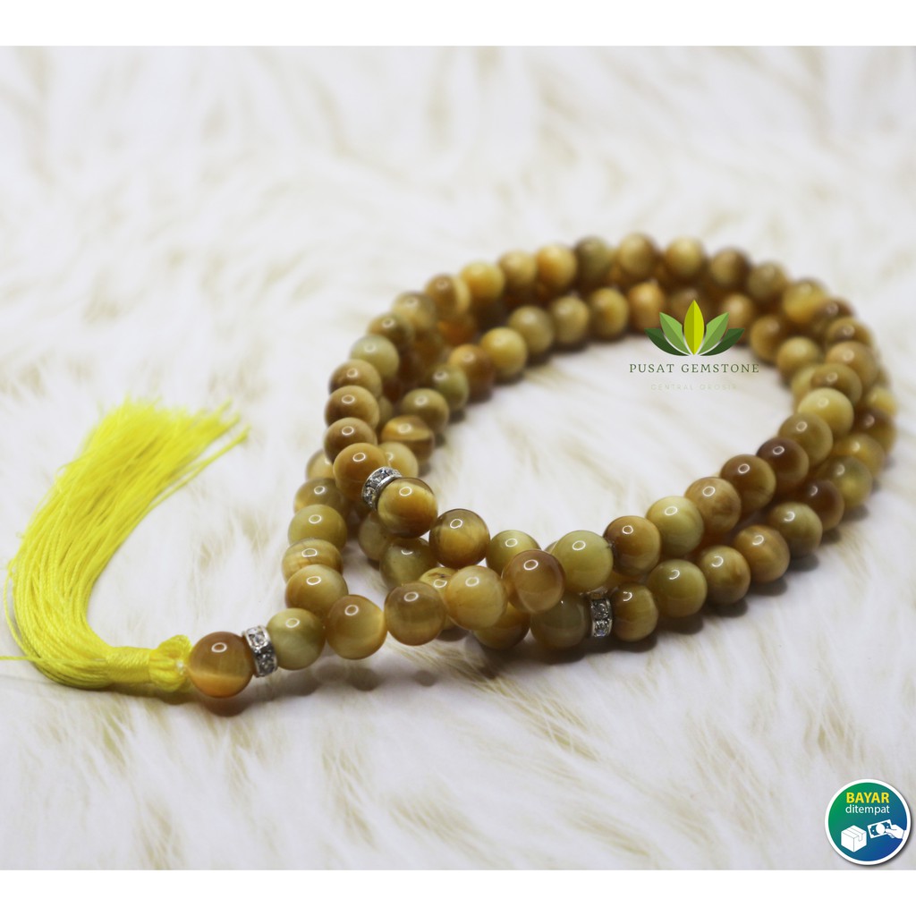 Tasbih Tiger Eye Madu / Tiger Eye Golden Honey 8 mm ( FREE BOX TASBIH)