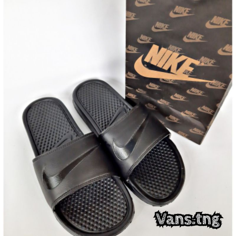 Sandal Slide Nike Benassi ceklis Black premium / Sendal Slop kekinian /Sandal Nike premium BNIB /Sandal Cowok Terlaris