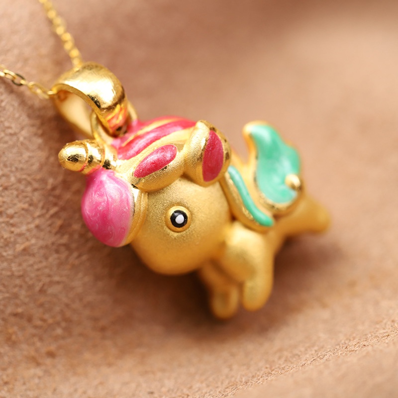 [Ready Stock]Fashion Gold Plated Cute Rainbow Unicorn Pendant Necklace