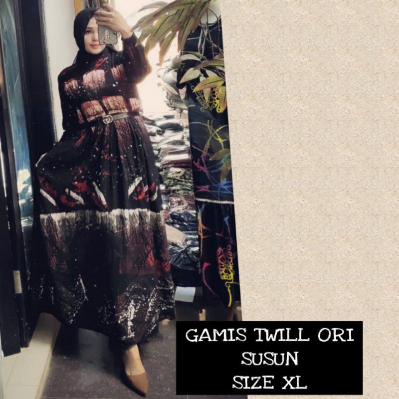BAJU GAMIS TWILL ORI SUSUN GAMIS ABSTRAK BATIK PEKALONGAN