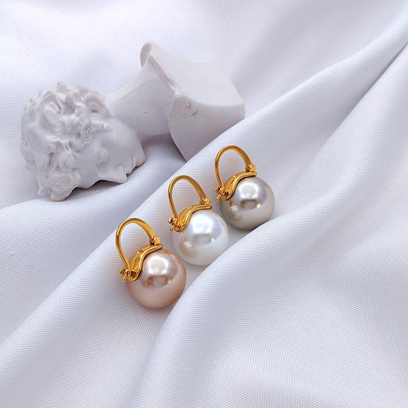 Anting Mutiara Besar Gaya Retro Korea Aksesoris Fashion L