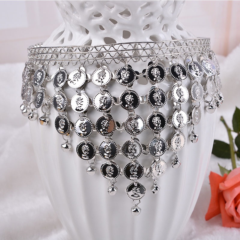 Sequins Coin Shape Indian Dance Belly Dance Geometry Triangle Headdress Bride Wedding Forehead Jewelry