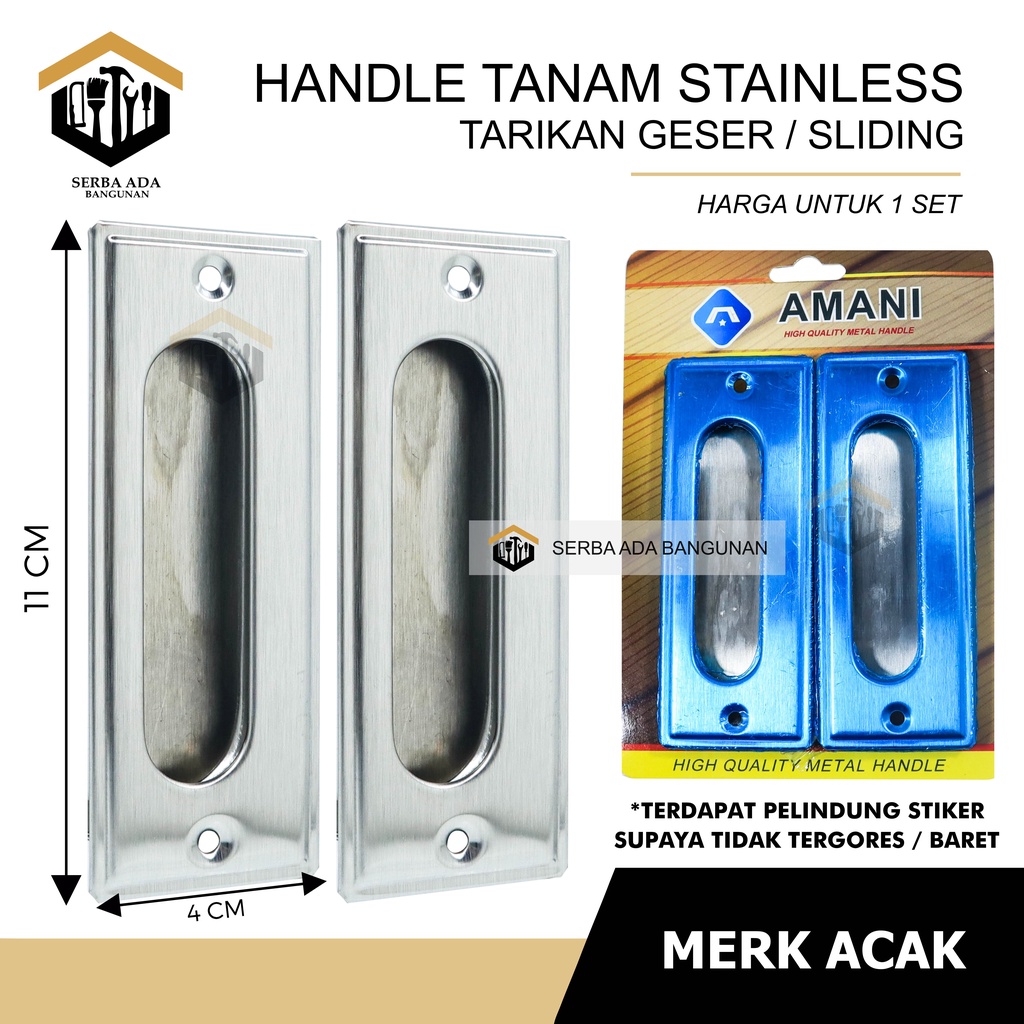 Handle Pintu Tanam sleding sliding Dorong Geser kom camp kotak 11 cm Lemari