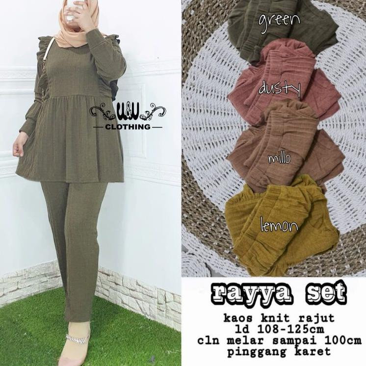 Stok terbatas.. omego rayya set ori alfashion setelan wanita kekinian setelan jumbo ld 130 tunik len