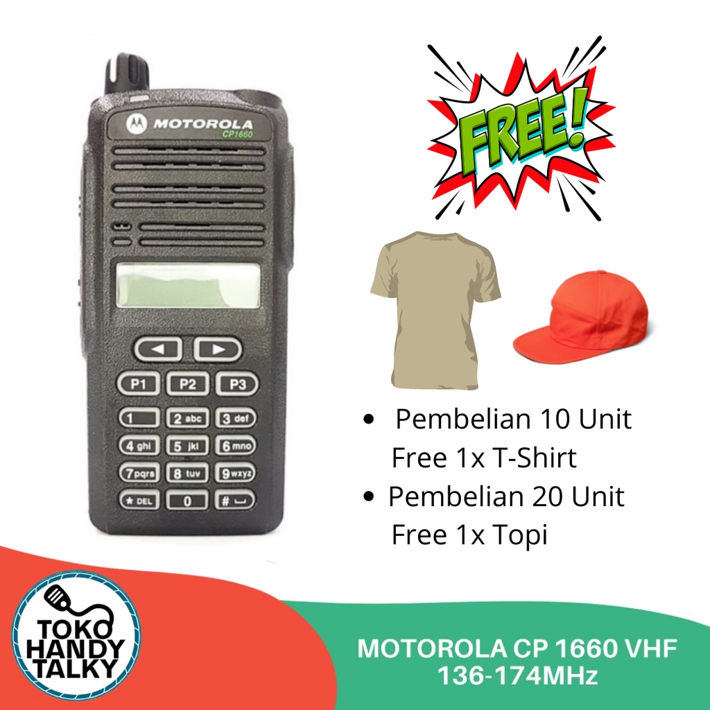 HANDY TALKY MOTOROLA CP1660 1660 VHF 136-174MHZ ORIGINAL GARANSI RESMI POSTEL